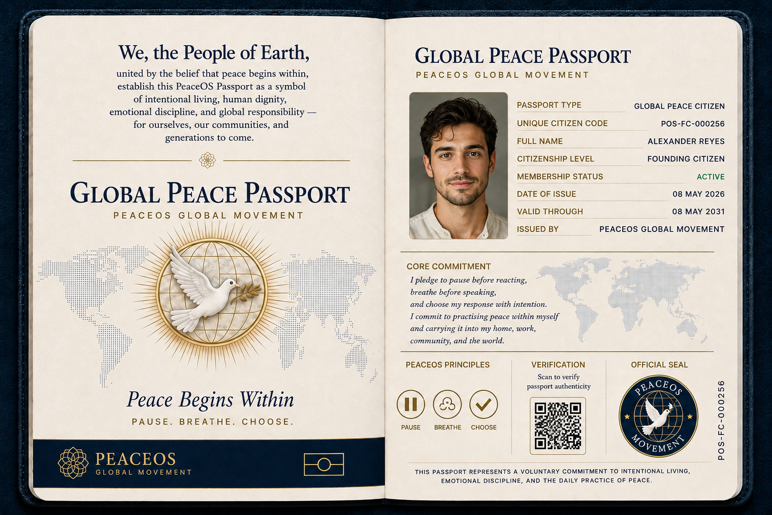 Global Peace Passport — official PeaceOS citizen passport